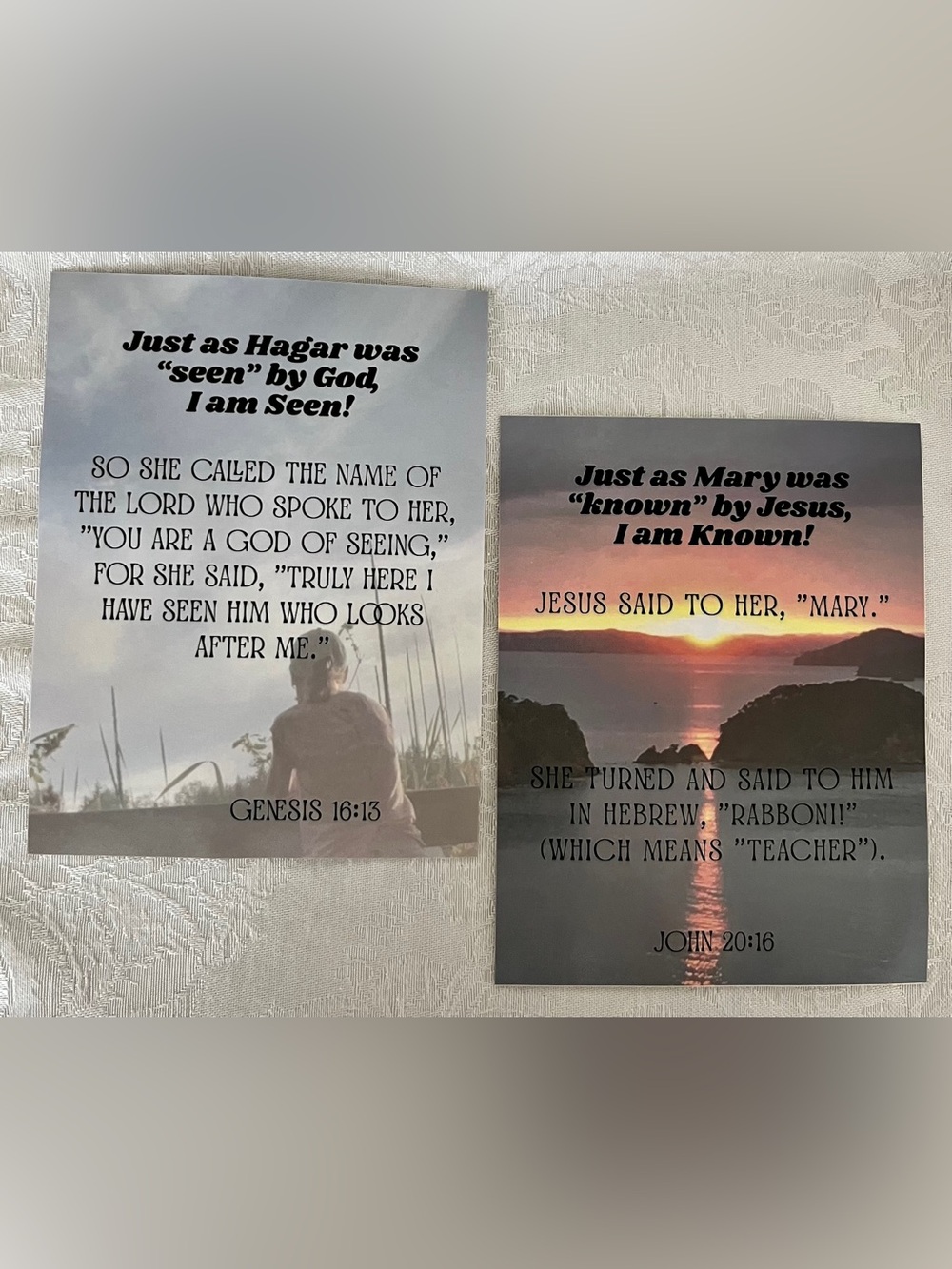 Inspirational Scripture Cards Set of 4, “I Am Seen,” “I Am Known” - Choose One - Picture 2 of 8